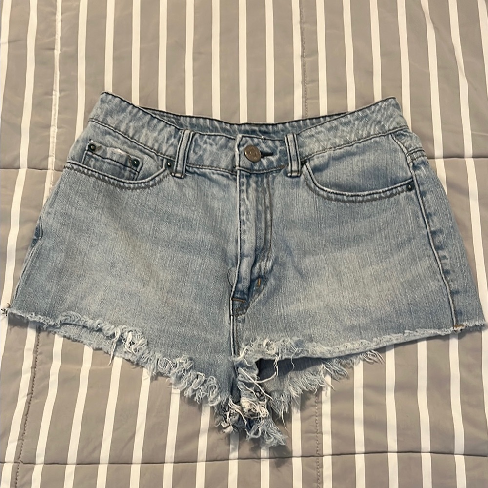 Denim Frayed Hem Women's Shorts